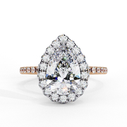 Halo Pear Moissanite Engagement Ring